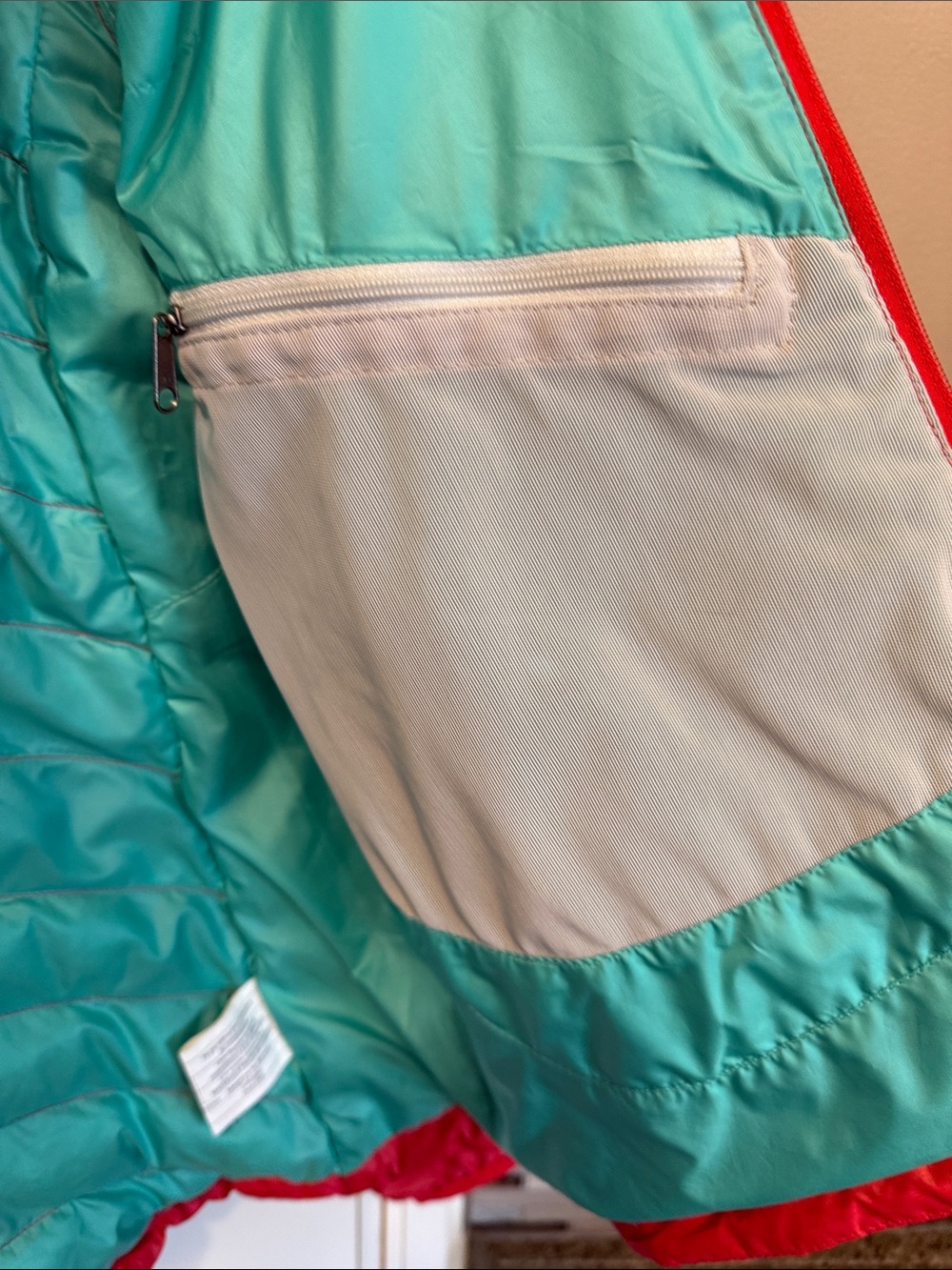 Patagonia Women’s Down Sweater Jacket Red Teal 800 Fill Goose Down FA12- SZ M - Picture 7 of 14